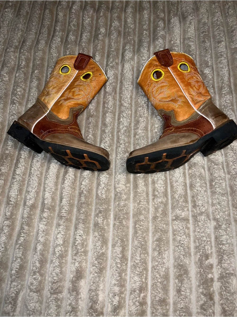 Kids Brown and Tan Western Pull-On Boots